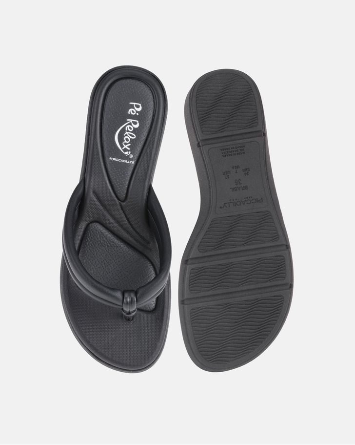 Chinelo Anabela Papoula - Preto / Palmilha Lisa