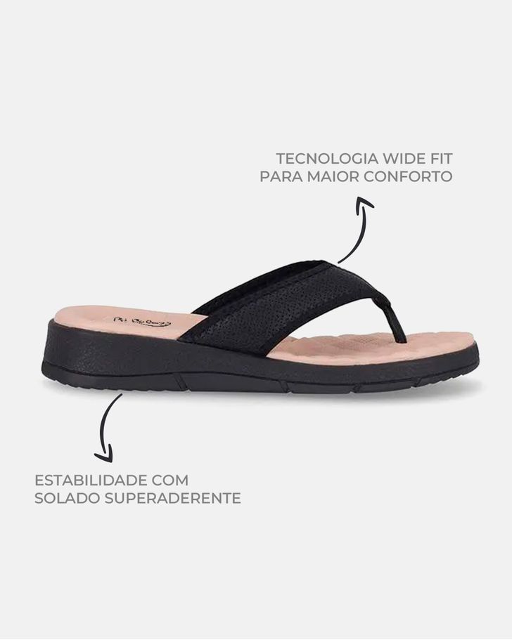 Chinelo Esporão Kalanchoê - Preto palmilha bege 