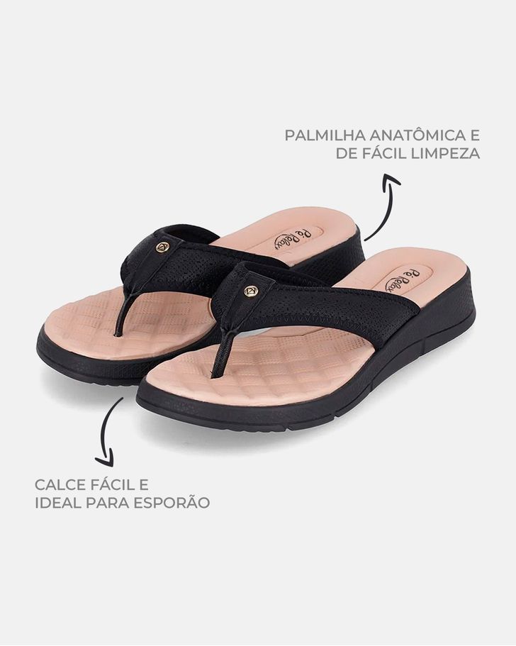 Chinelo Esporão Kalanchoê - Preto palmilha bege 
