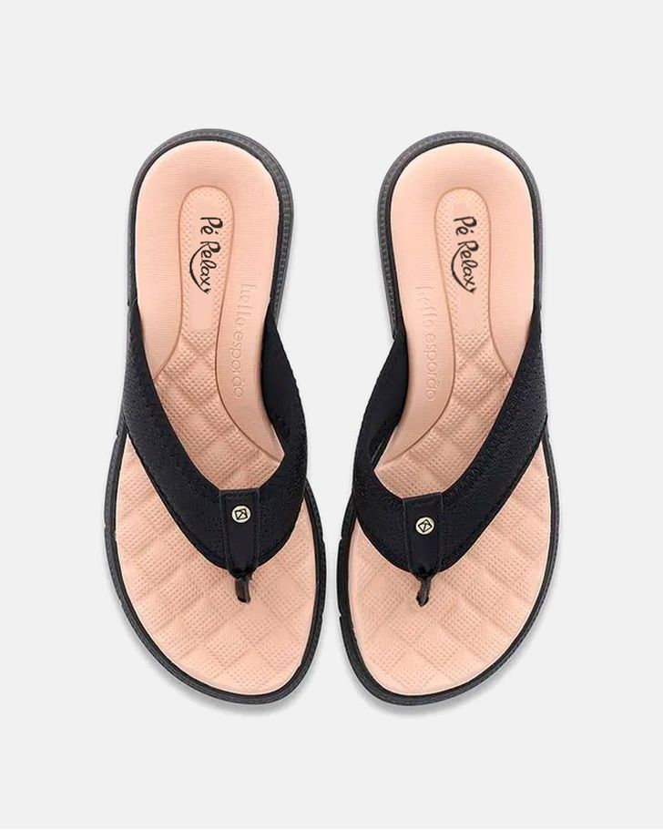 Chinelo Esporão Kalanchoê - Preto palmilha bege 
