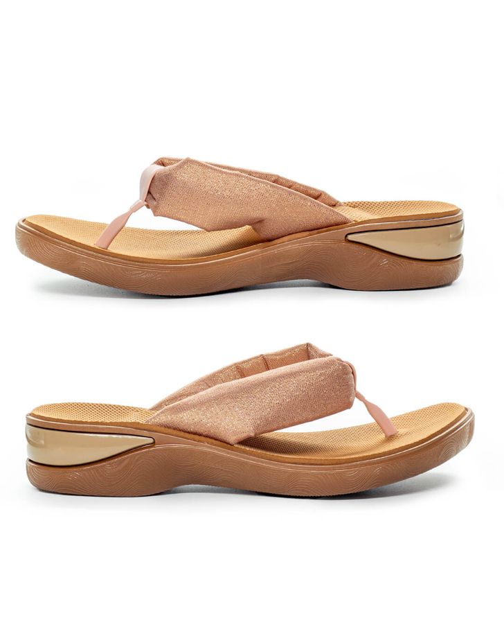 Chinelo Feminino Confortável para Esporão de Calcâneo - Rose/Ouro