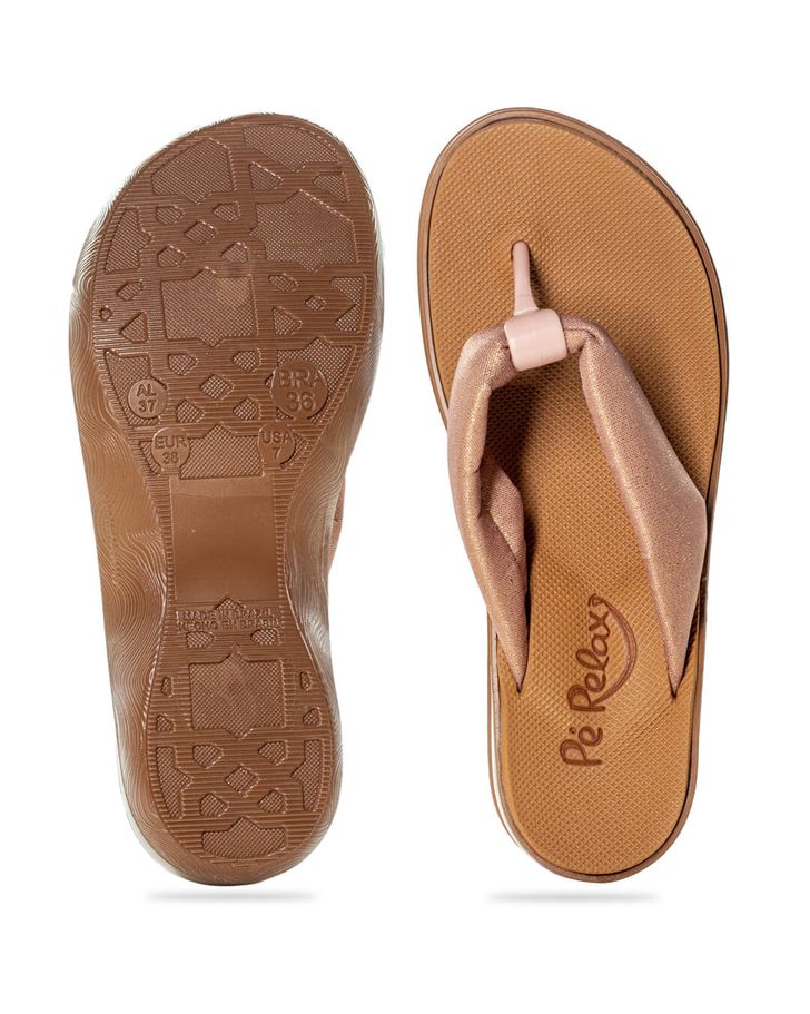 Chinelo Feminino Confortável para Esporão de Calcâneo - Rose/Ouro