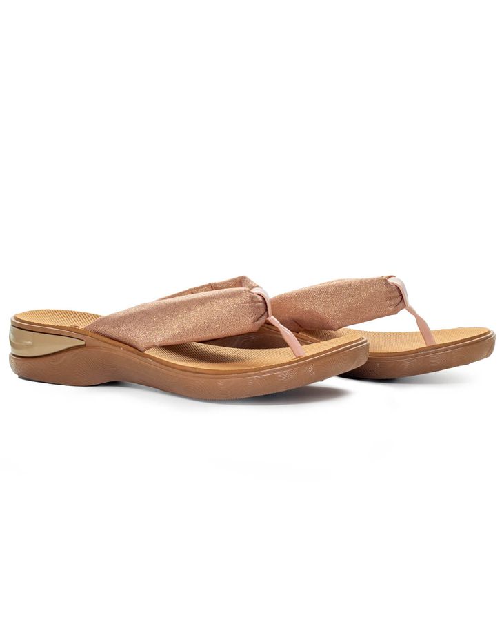 Chinelo Feminino Confortável para Esporão de Calcâneo - Rose/Ouro