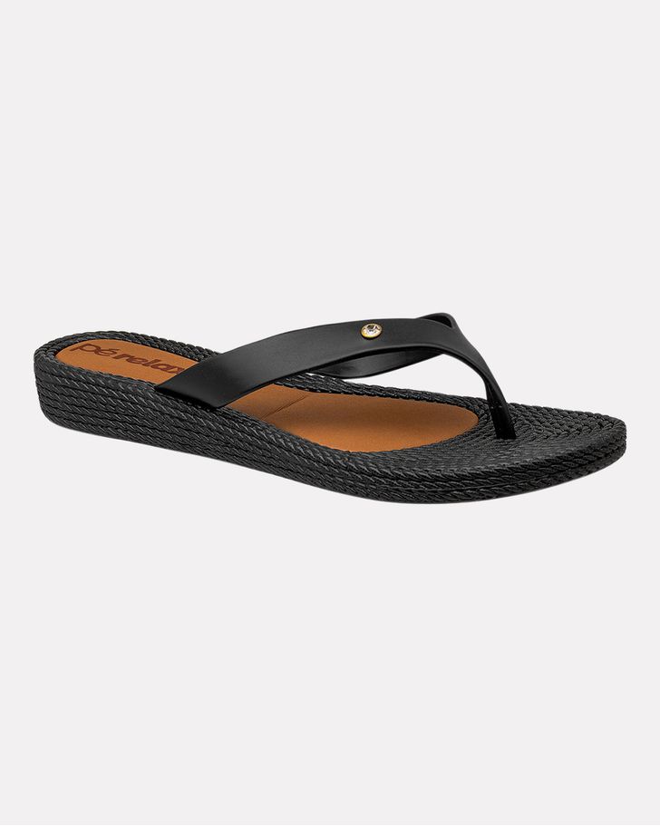 Chinelo Para Esporão E Fascite Flat Agapanto - Preto / Preto