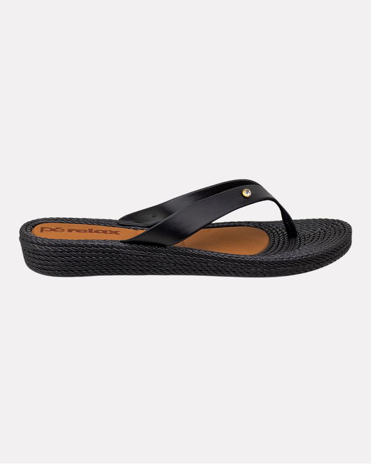 Chinelo Para Esporão E Fascite Flat Agapanto - Preto / Preto