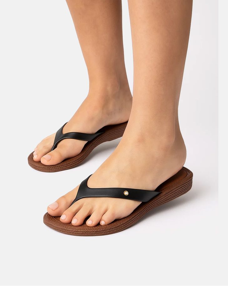 Chinelo Flat Agapanto - Preto