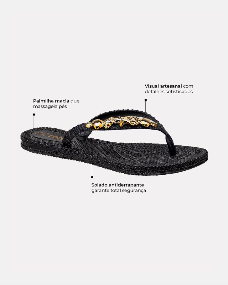 Chinelo Hibisco - Preto