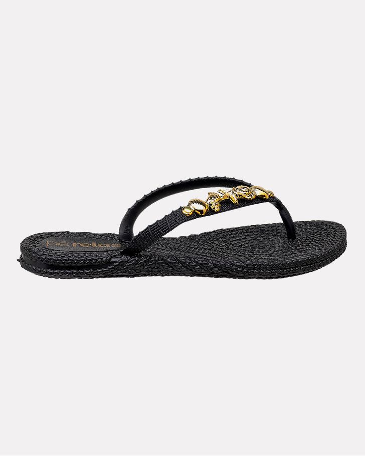 Chinelo Hibisco - Preto