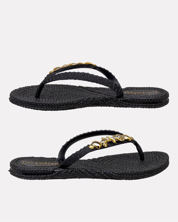 Chinelo Hibisco - Preto