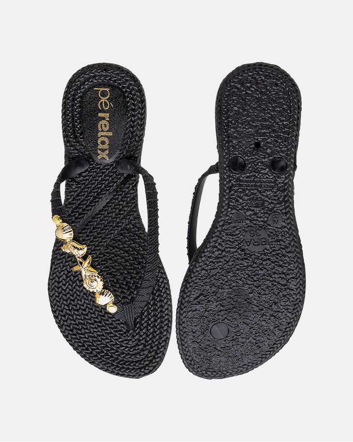 Chinelo Hibisco - Preto