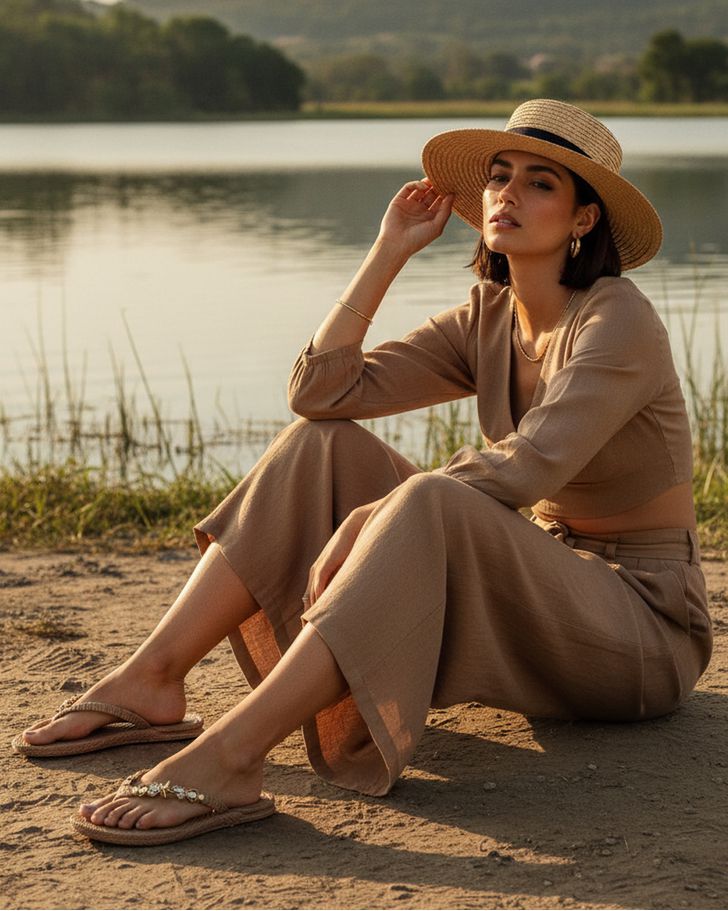 Chinelo Hibisco - Taupe