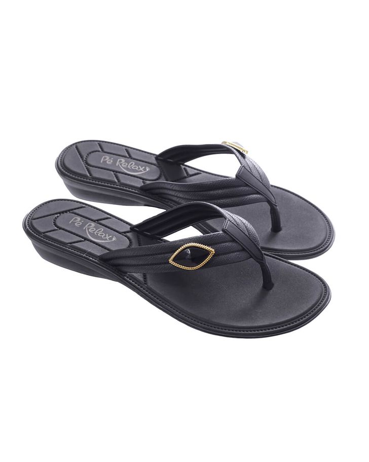 Chinelo Flat Orquídea - Preto