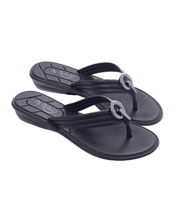 Chinelo Flat Orquídea - Preto