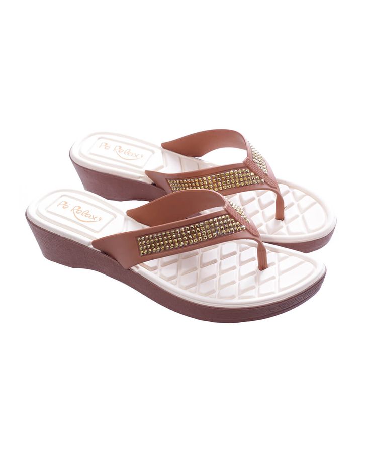Chinelo Anabela Tulipa - Caramelo
