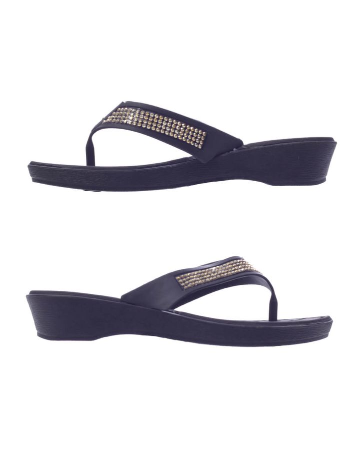 Chinelo Anabela Tulipa - Preto