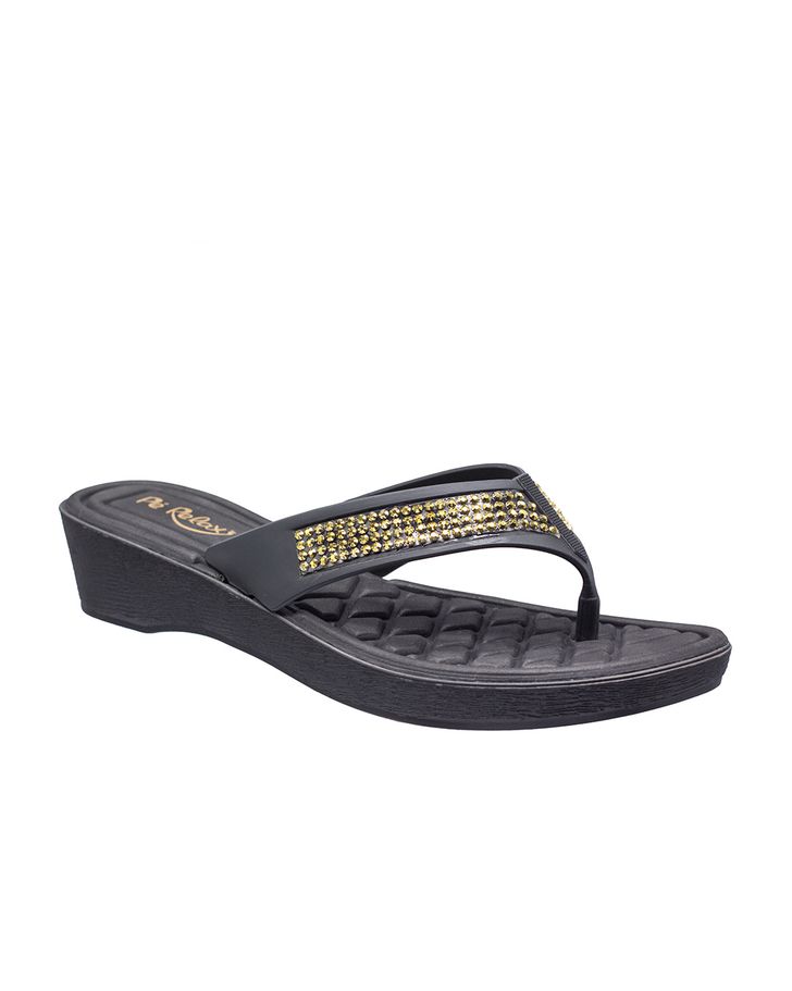 Chinelo Anabela Tulipa - Preto