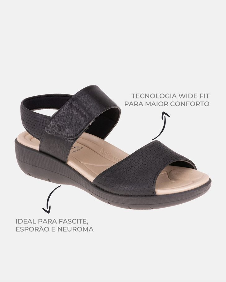 Sandália Helicônia - Preta / Palmilha Bege
