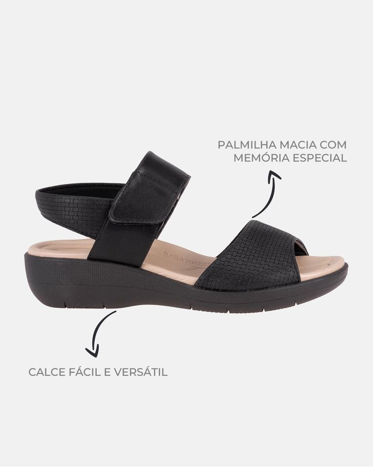 Sandália Helicônia - Preta / Palmilha Bege