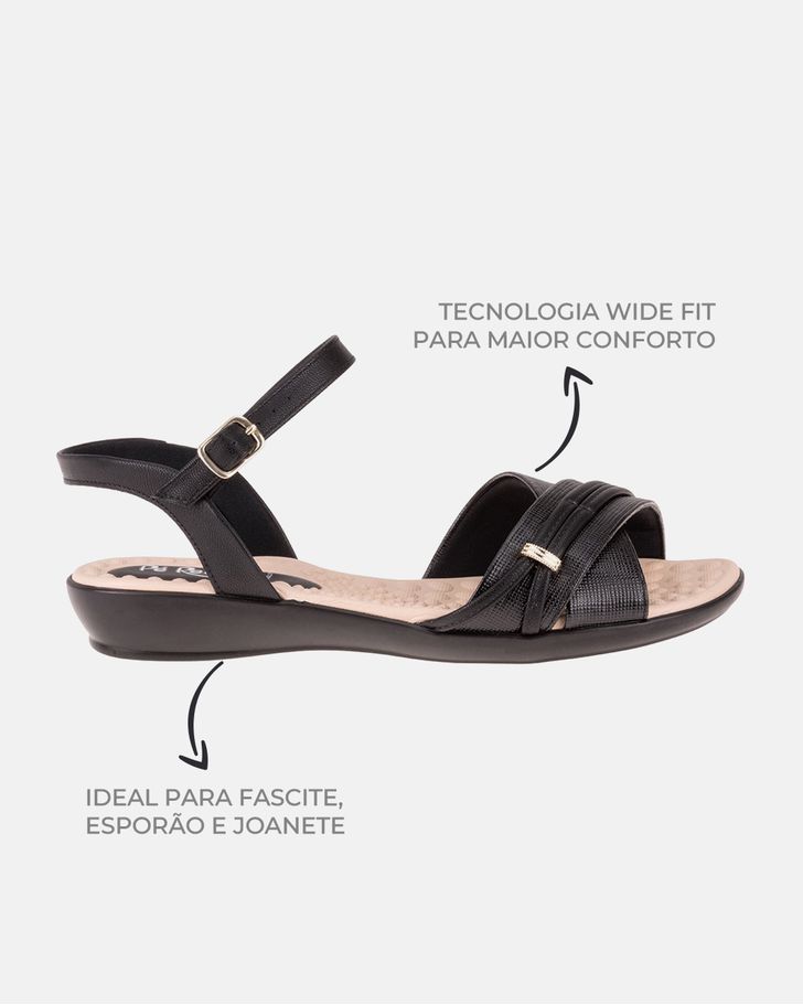 Sandália Anatômica Jasmim - Preta / Palmilha Bege