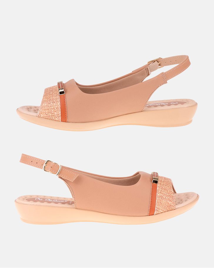 Slingback Jasmim Rasteira - Amêndoa