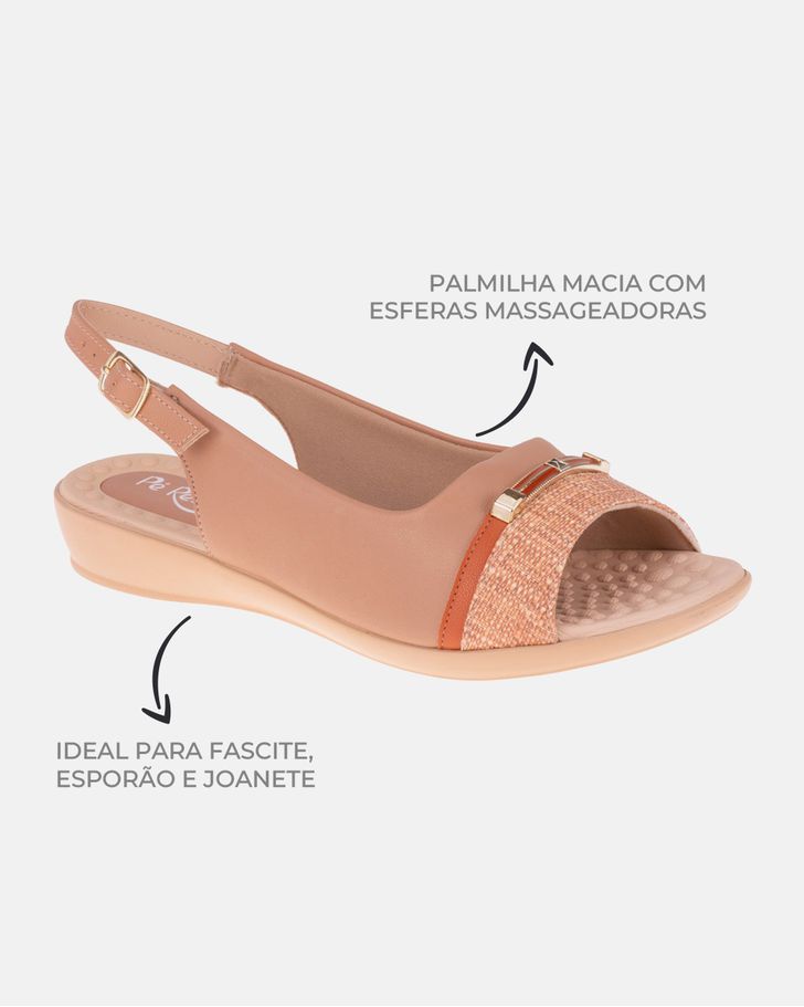 Slingback Jasmim Rasteira - Amêndoa