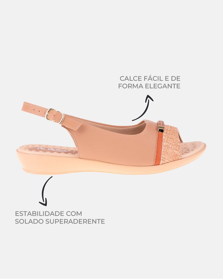 Slingback Jasmim Rasteira - Amêndoa