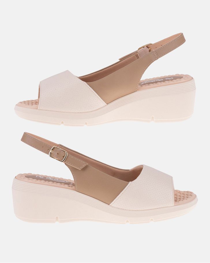 Sandália Anabela Papoula - Off White / Areia