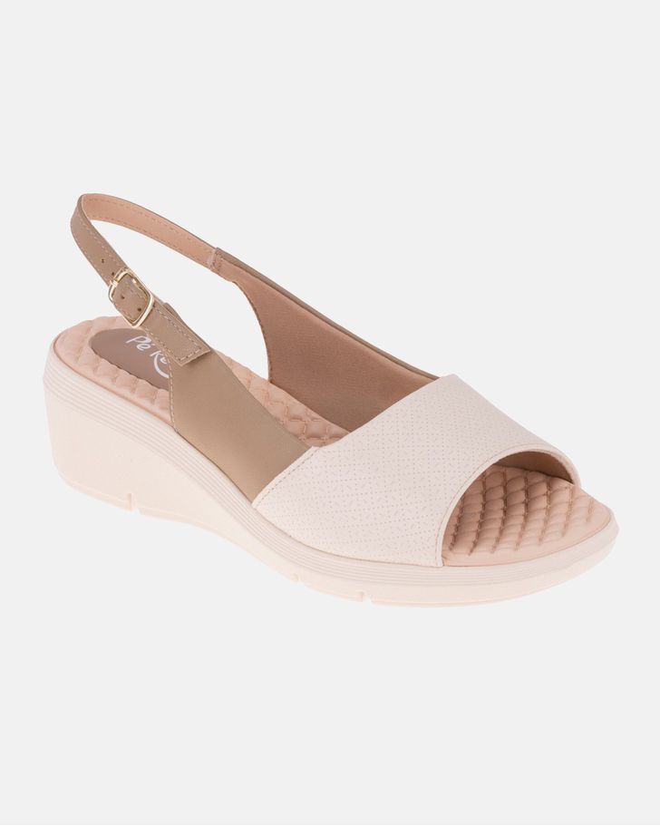 Sandália Anabela Papoula - Off White / Areia