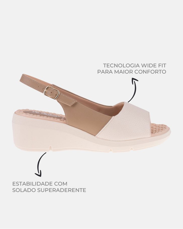 Sandália Anabela Papoula - Off White / Areia