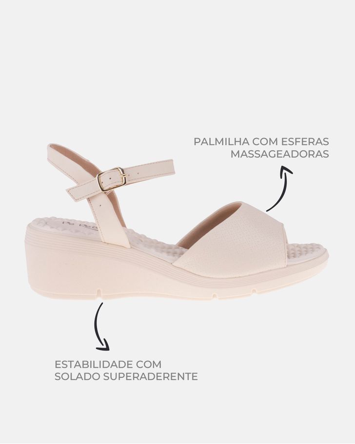 Sandália Anabela Papoula - Off White