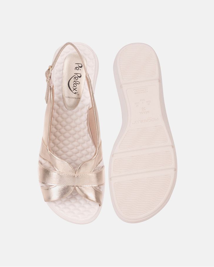 Sandália Anabela Papoula - Dourada / Off White