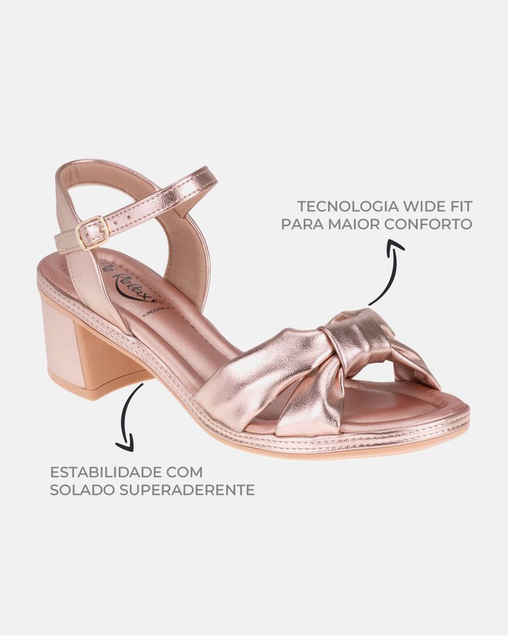 Sandália Lavanda Salto Médio - Ouro / Rosada