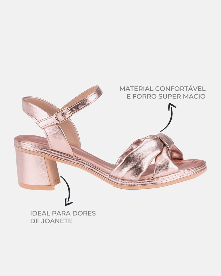 Sandália Lavanda Salto Médio - Ouro / Rosada