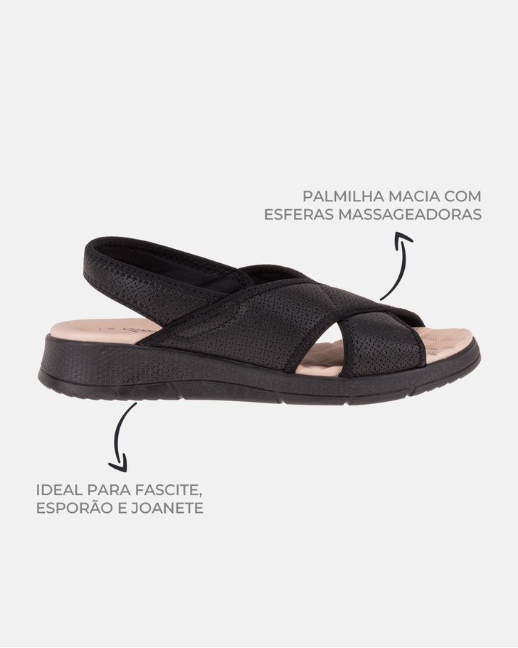 Sandália Esporão Kalanchoê - Preta / Palmilha Bege