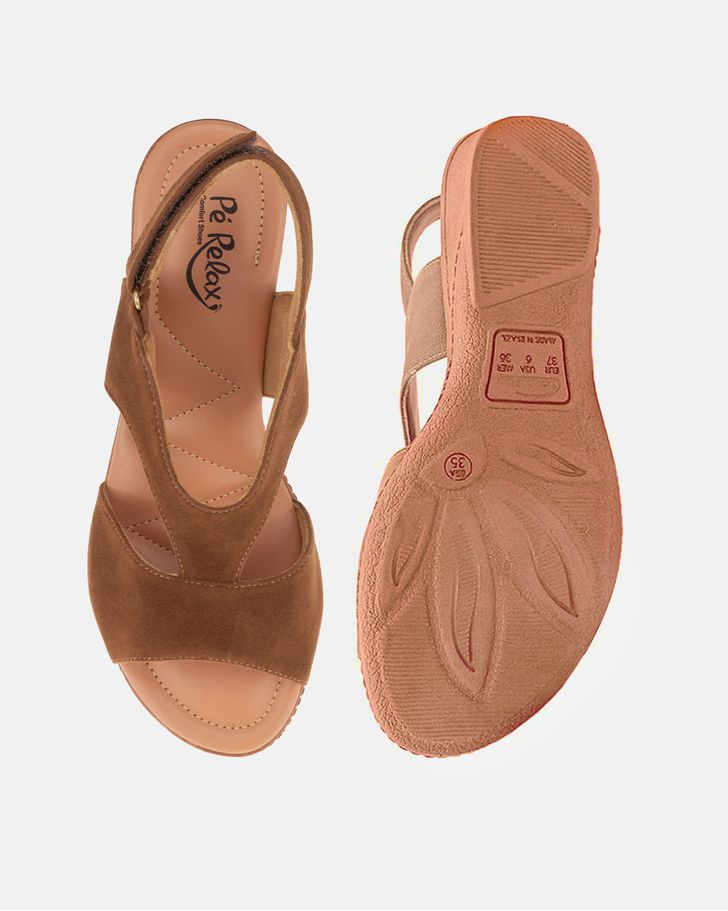 Sandália Salto Médio Verbena - Suede Caramelo Escuro