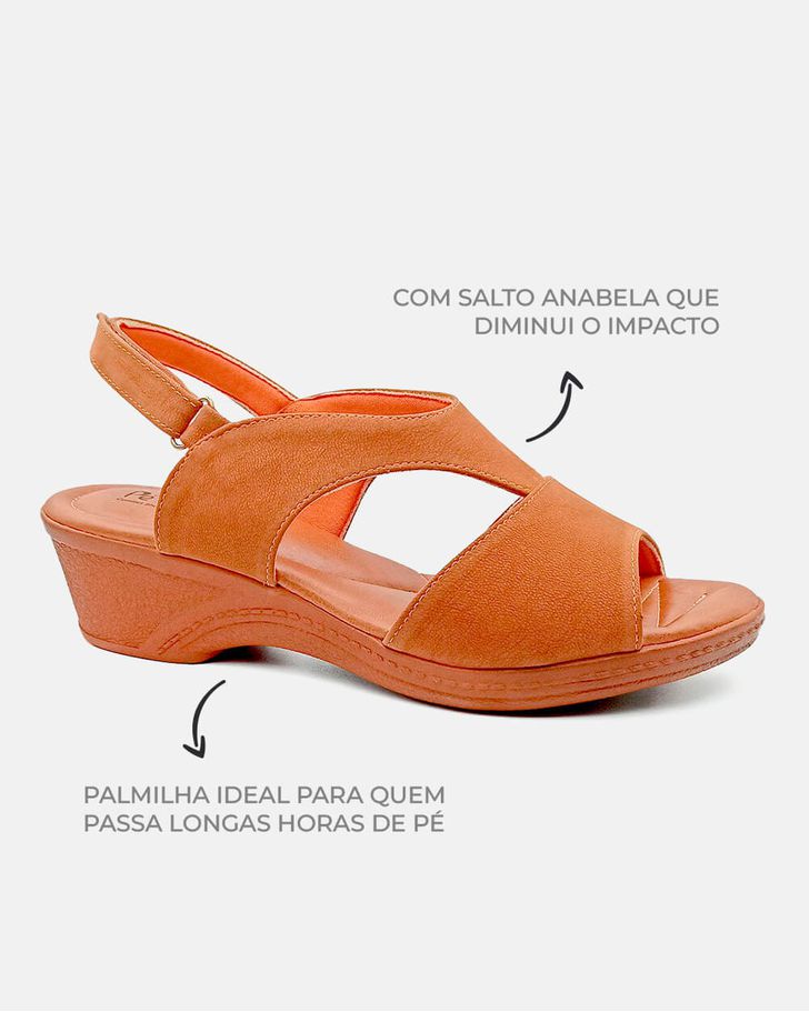 Sandália Salto Médio Verbena - Caramelo