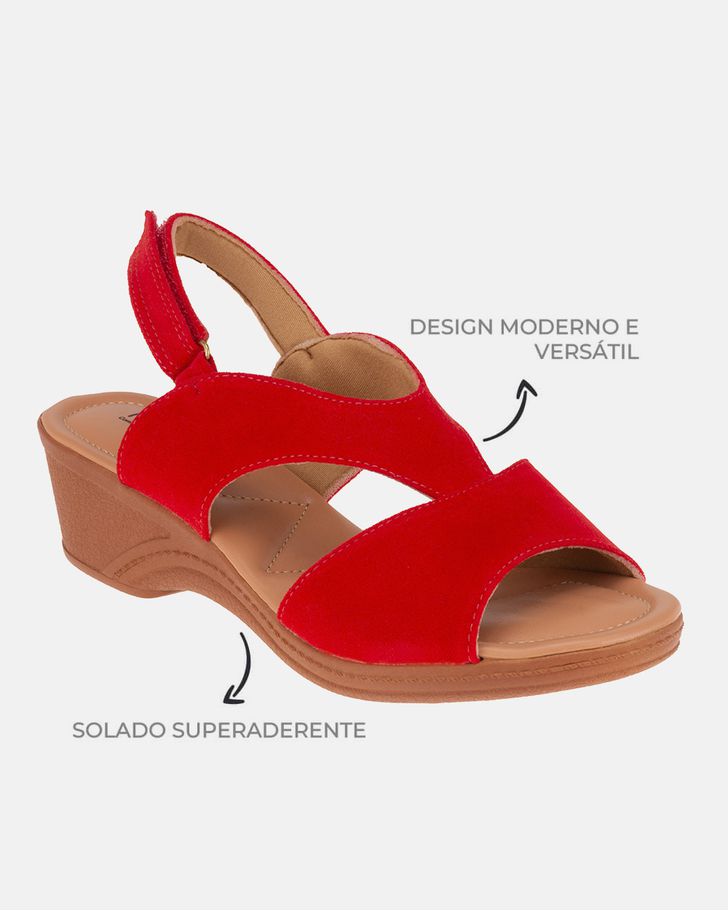Sandália Verbena - Suede Vermelho