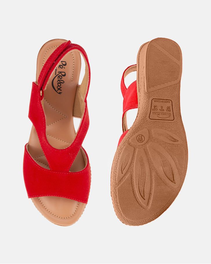 Sandália Verbena - Suede Vermelho