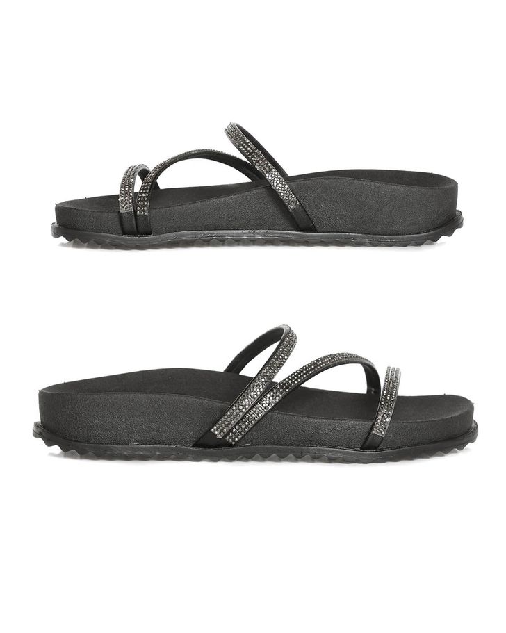 Papete Feminina Flatform Confortável - Soft Preto / Onix