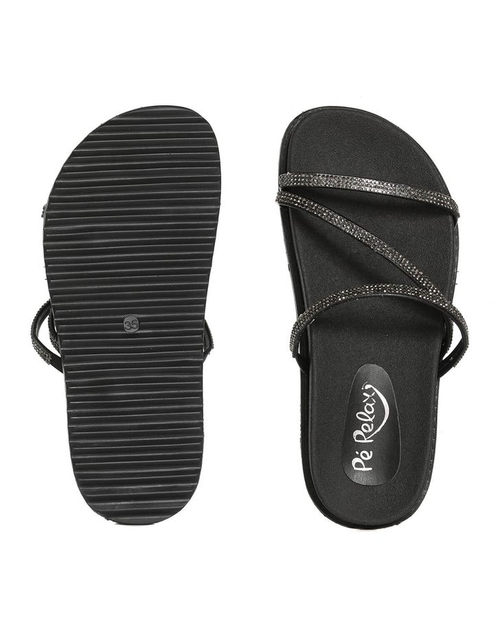 Papete Feminina Flatform Confortável - Soft Preto / Onix