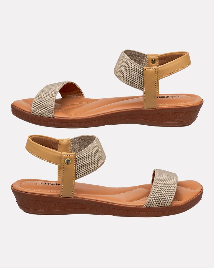 Sandália Gerânio Salto Baixo - Bege