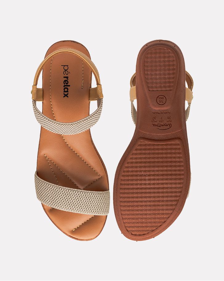 Sandália Gerânio Salto Baixo - Bege