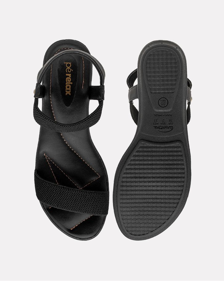 Sandália Gerânio Salto Baixo - Preta