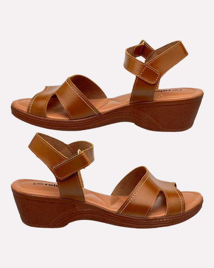 Sandália Gerânio Salto Baixo - Caramelo