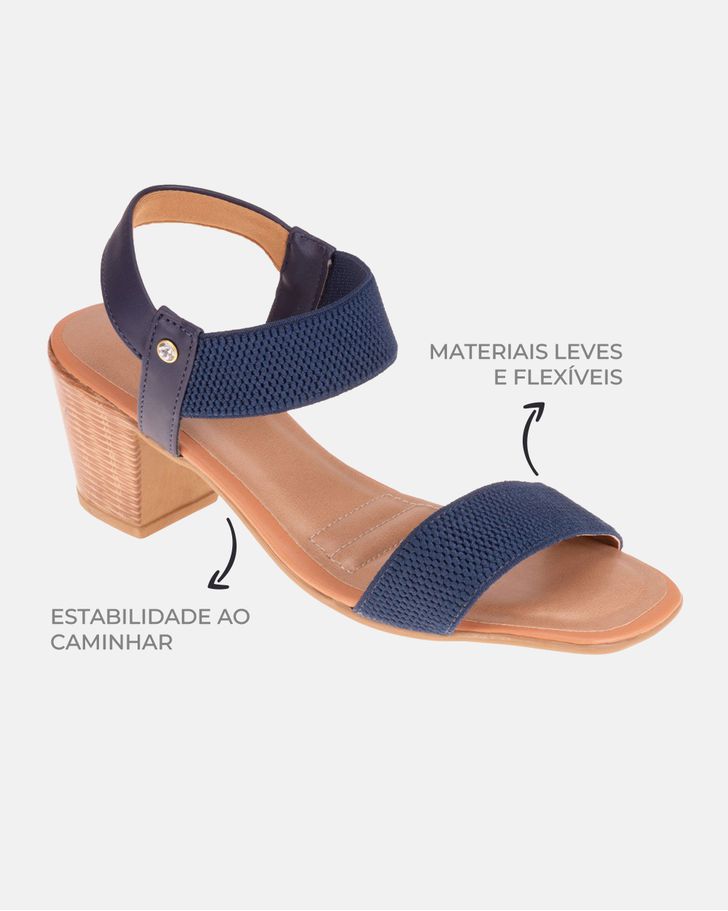Sandália Versilia Salto Grosso - Azul Marinho