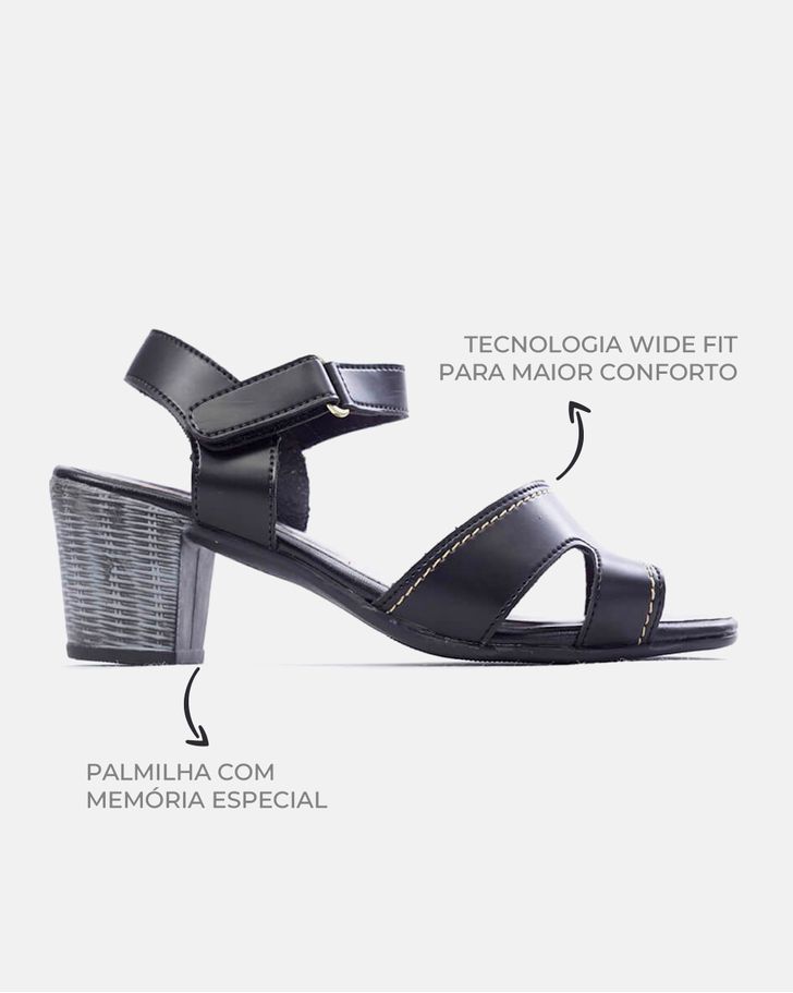 Sandália Versilia Salto Grosso - Preta