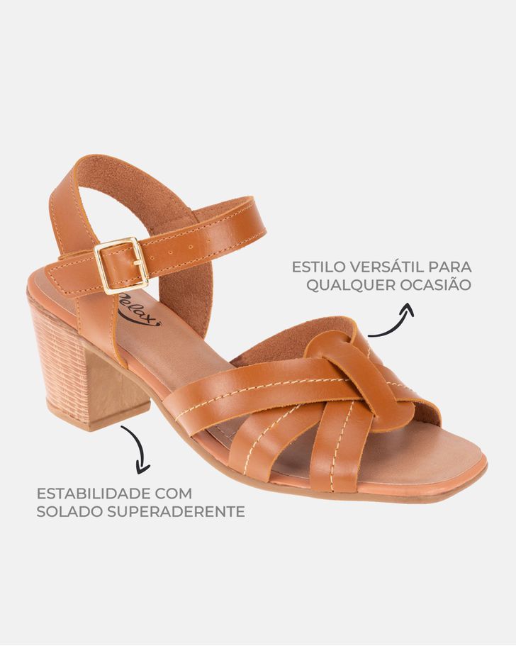 Sandália Versilia Salto Grosso - Caramelo