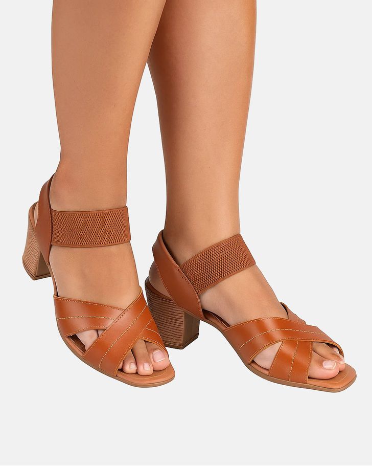 Sandália Salto Grosso Versília - Caramelo