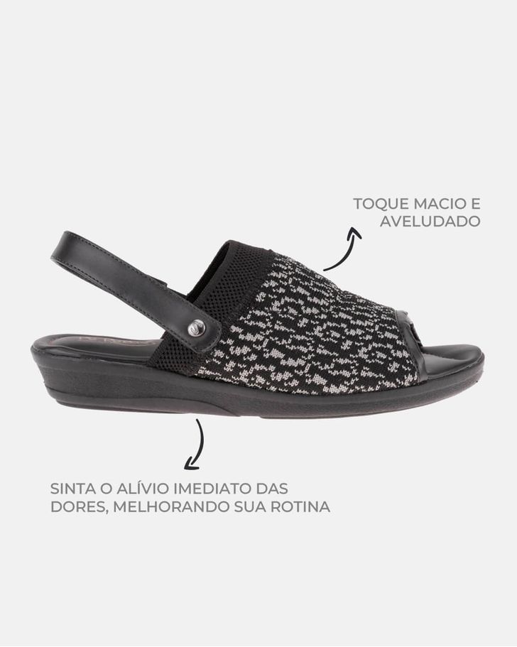 Sandália Gerânio Salto Baixo - Preta