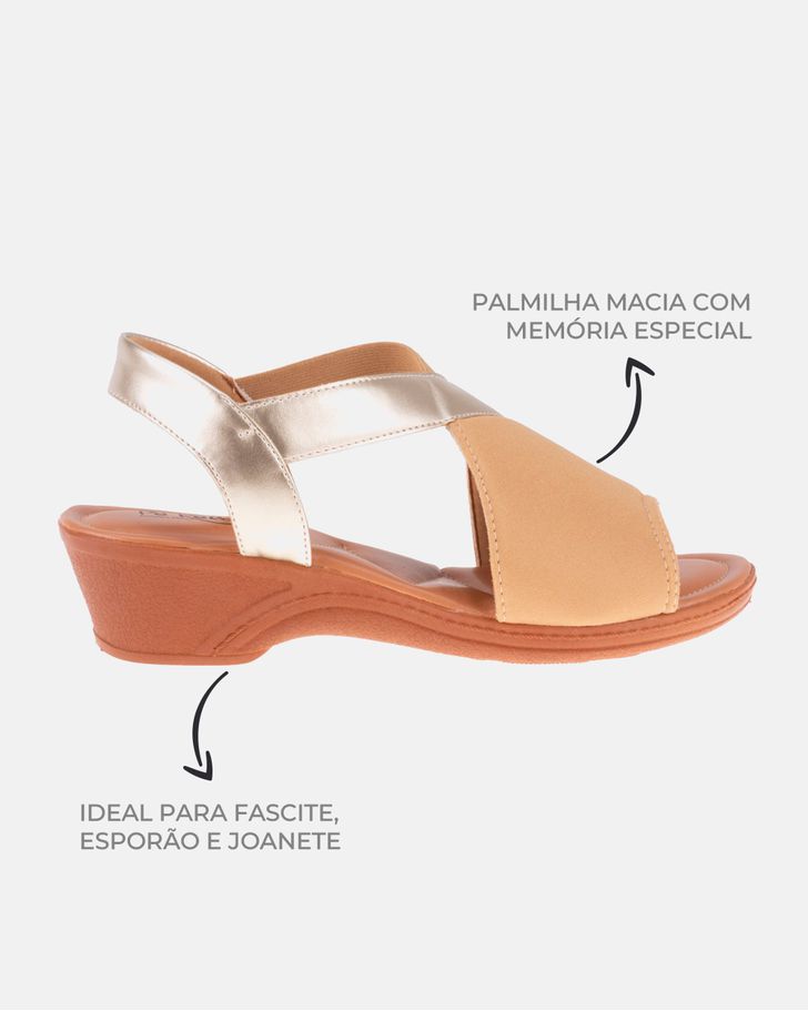 Sandália para Joanete Verbena - Bege / Dourada